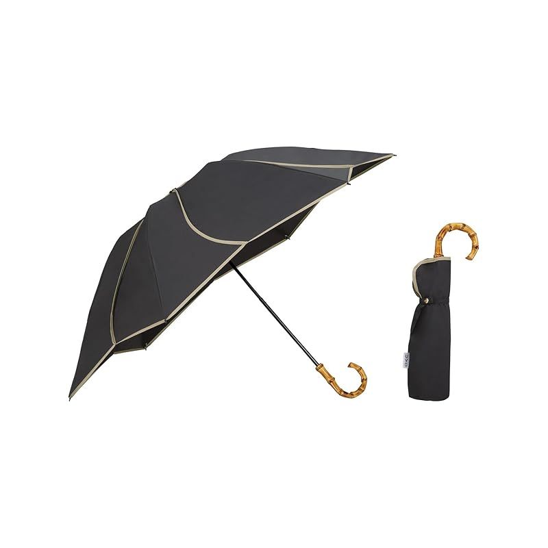 Wpc. 最強の日傘 UVO ウーボ 折りたたみ傘 3段 フローラル ブラック 遮光率＆UVカット率 |UPF50＋|遮熱|晴雨兼用 親骨55cm レディース バンブー おしゃれ 可愛い フェミニン 女性 UVO3F-020