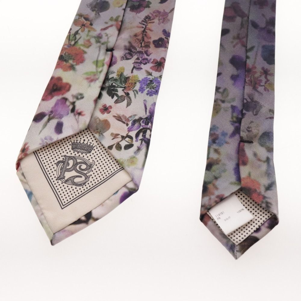 ✨美品✨ポールスミス　ネクタイ　小紋柄　花柄　ホワイト系　シルク Paul Smith｜ポール・スミスのネクタイ（花柄・ボタニカル柄