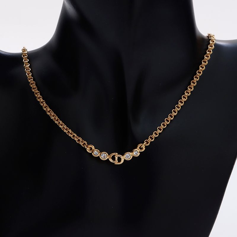 【美品】ディオール ヴィンテージ CDロゴ ラインストーン ネックレス Christian Dior クリスチャン・ディオール ヴィンテージ