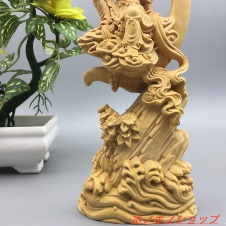 美品☆極上の木彫 仏教美術 精密彫刻 仏像 手彫り 極上品 水月