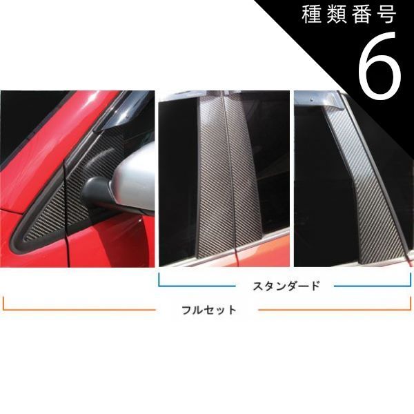 種類6：ガンメタ/バイザーカット 【全国送料無料/代引不可】 ハセプロ　マジカルカーボン　ピラーセット 6枚　ノーマルカット or バイザーカット フォルクスワーゲン　ポロ/POLO　ABA-9NB　後