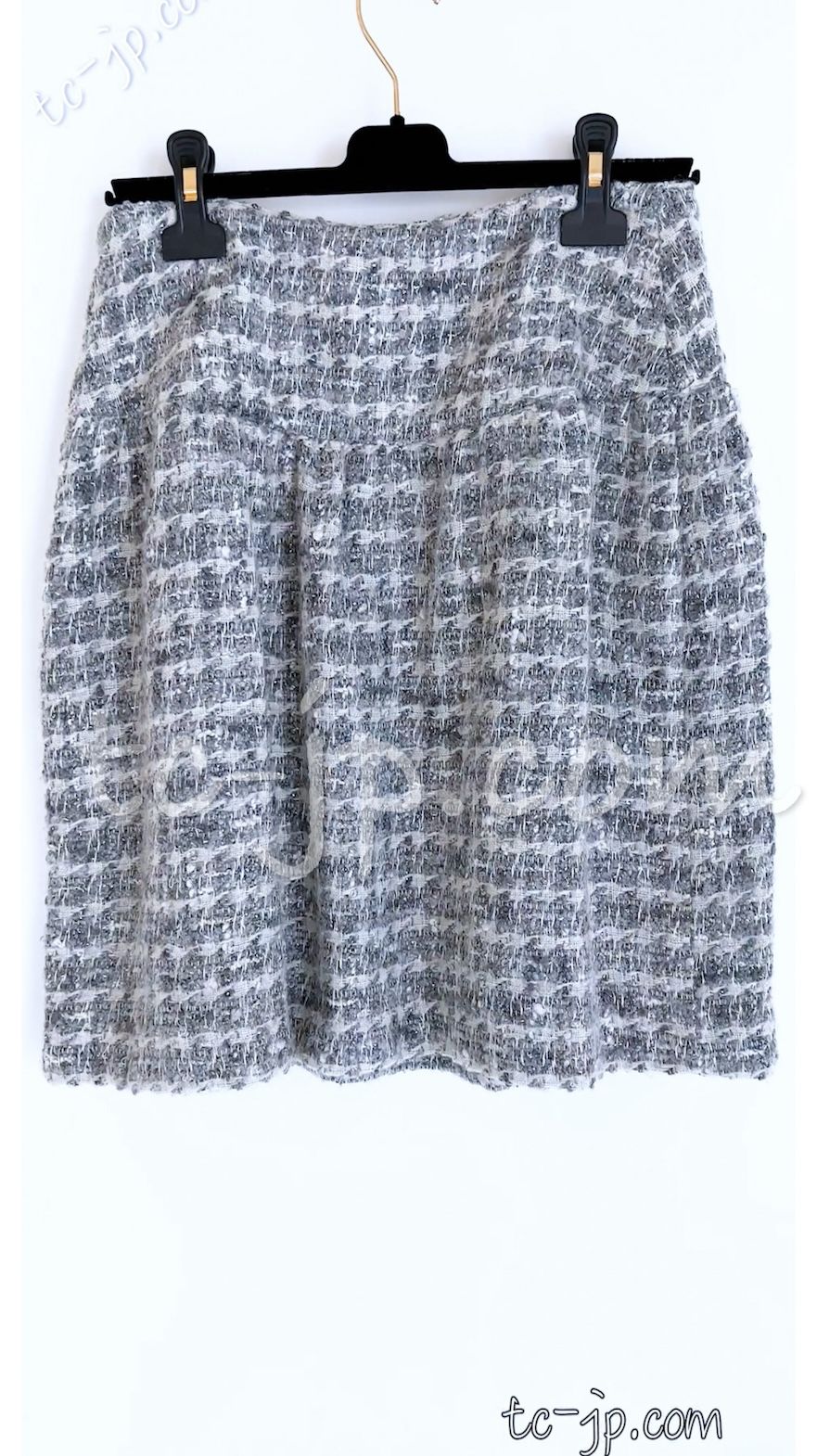 シャネル スカート CHANEL グレー シルバー ふんわり ウール