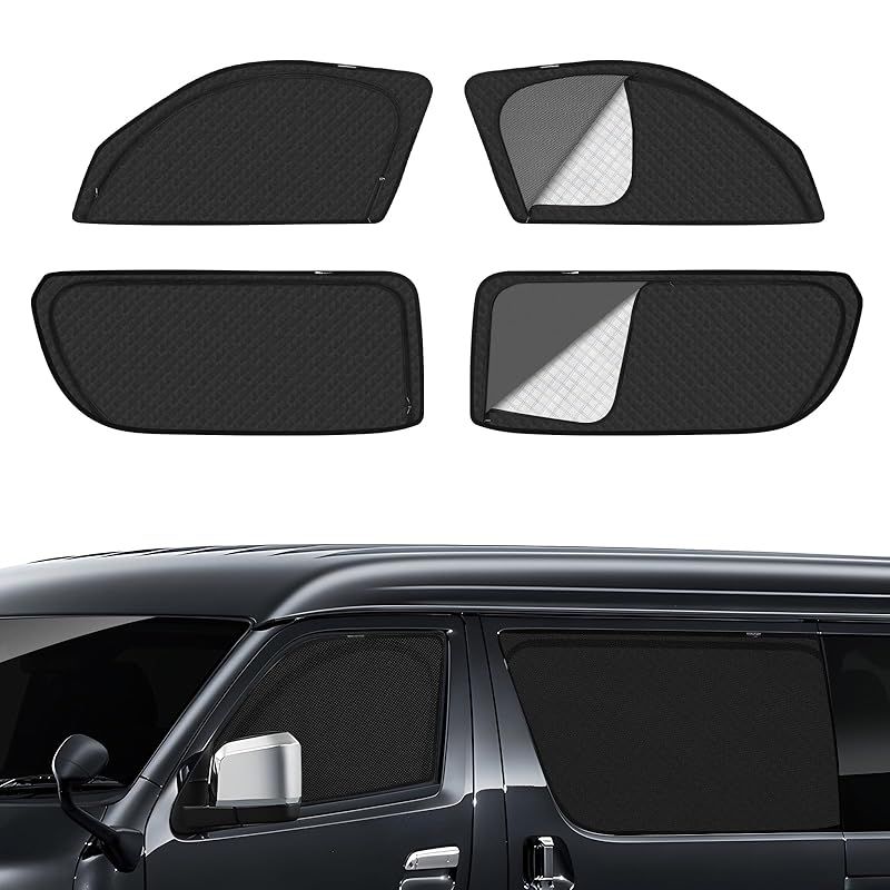 ハイエース 200系 ワイド 標準 車種 メッシュカーテン サンシェード 遮光 換気 HIACE 200 サイド用 2in1 カーテン 日除け 虫避け マグネット カーシェード 通風 UVカット運転席 助手席 インテリア カスタム 4枚