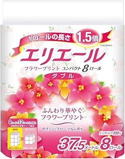 大王製紙 エリエールトイレットティシューフラワープリントコンパクト ダブル 8ロール 8個セット