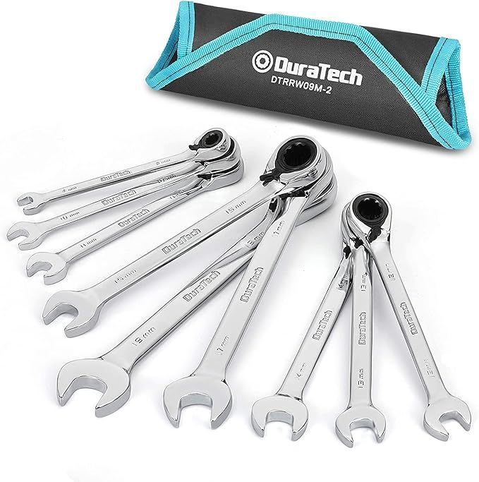 正規品，爆買い 【在庫処分】DURATECH コンビネーションレンチセット ラチェットレンチ スパナセット 両用ヘッド レンチセット スパナ ギアレンチ 方向切替可 鏡面仕上げ 8~19mm 9本組 自動車修理 メンテナンス 応募券