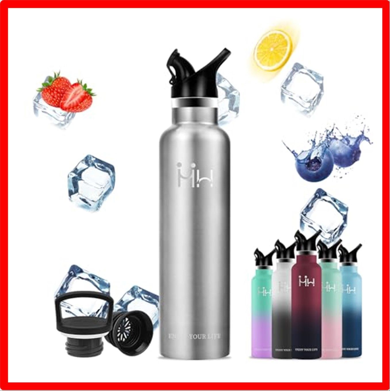 【匿名配送】 1000ML_ステンレス HoneyHolly 水筒 1000ml スポーツドリンク対応 洗いやすい 軽量 真空断熱 構造断熱 二重蓋 漏れ防止