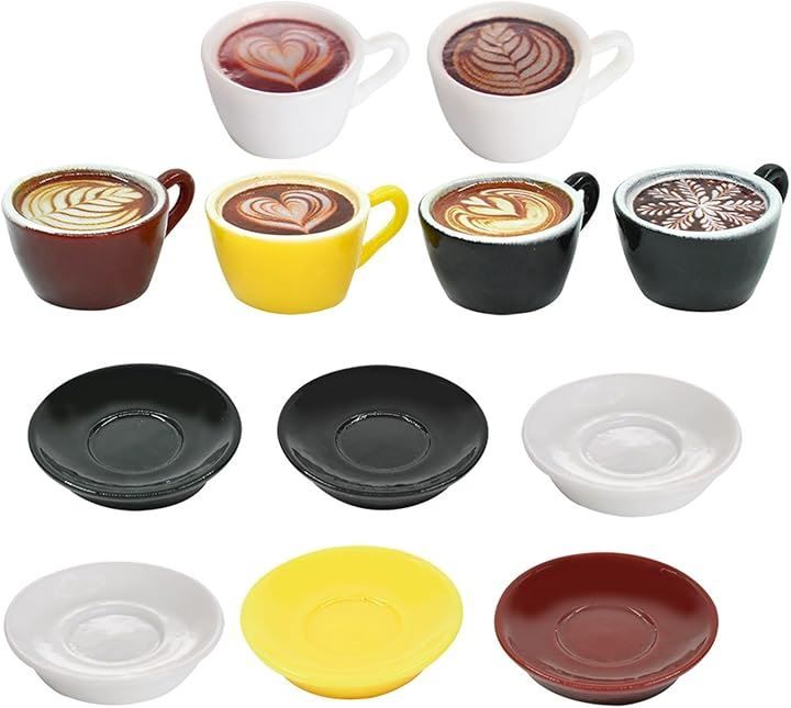 Thumbnail of NOELAMOUR Cafe Latte Food Sample Miniatures, 6-Piece Set, Cute Latte Art Coffee Food Models for Display
