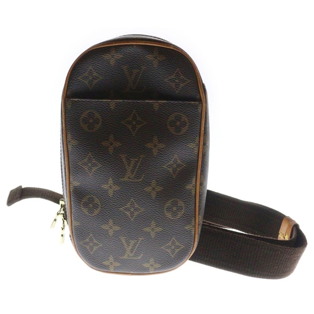 LOUIS VUITTON ルイヴィトン モノグラム ポシェット ウエストバッグ ボディバッグ ブラウン ゴールド金具 レザーガンジュ M51870