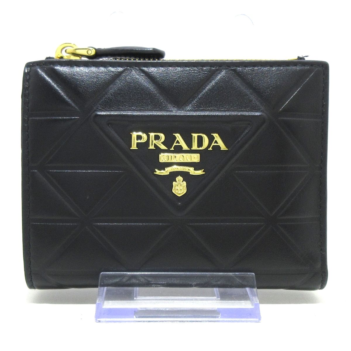 PRADA(プラダ) 2つ折り財布美品 - 1ML050 2CLU F0002 黒 型押し