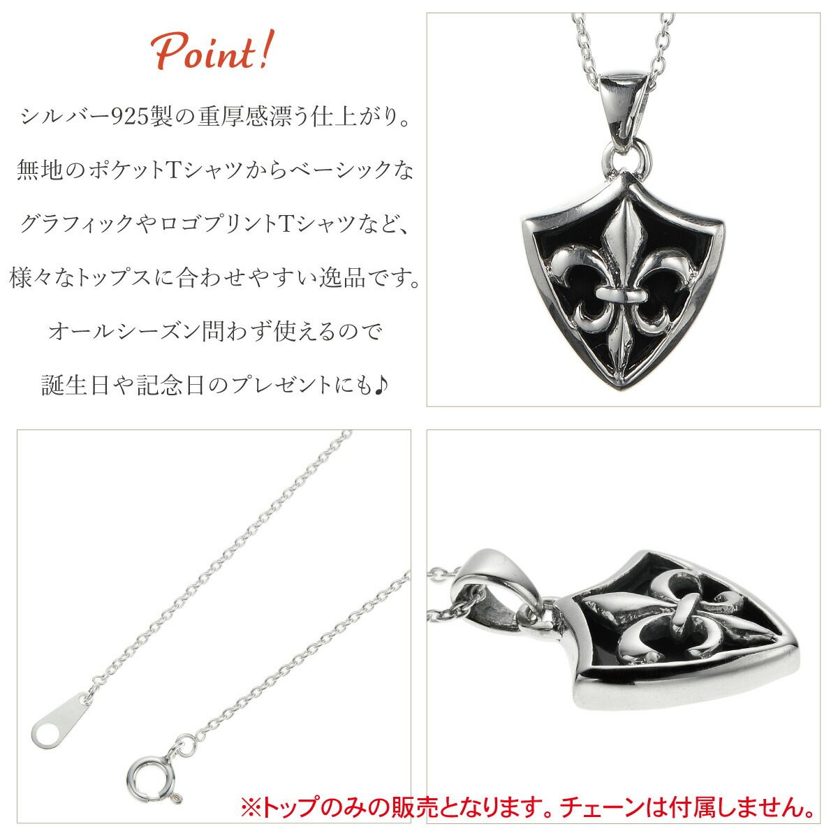 ペンダントトップ ネックレストップのみ メンズ シルバー925 オニキス