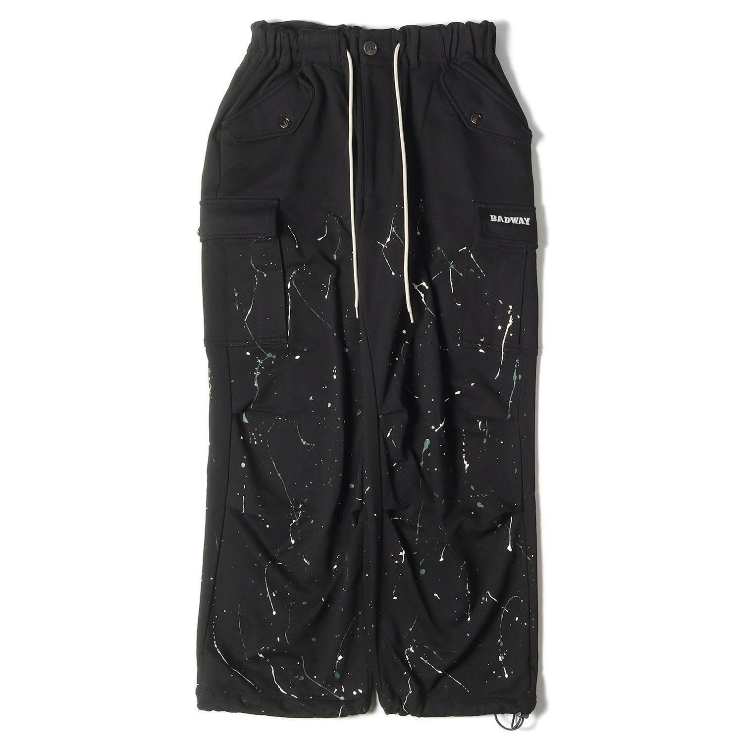 美品 BADWAY バッドウェイ パンツ ペイント加工 スウェット カーゴ 