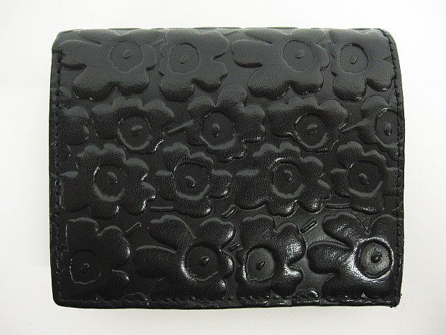 marimekko マリメッコ ウニッコ 型押し レザー 三つ折り 財布