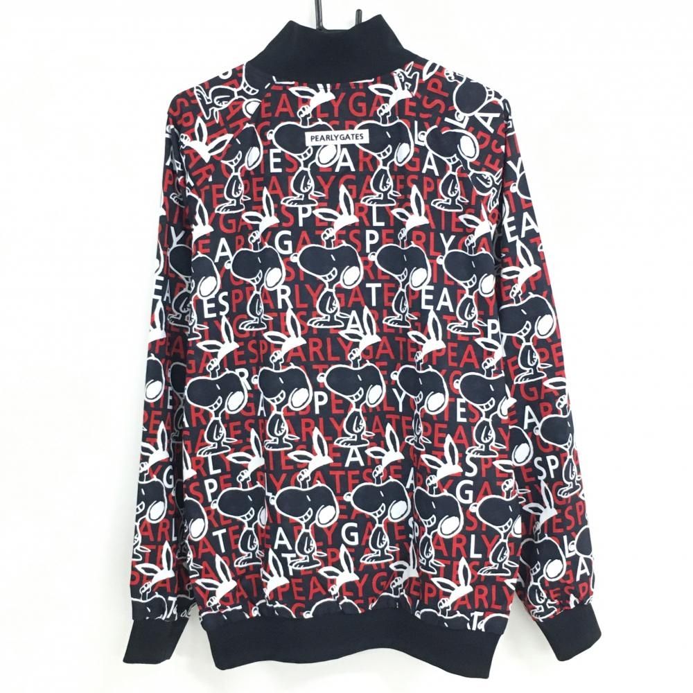 超 パーリーゲイツ×PEANUTS ジャケットブルゾン ネイビー×レッド スヌーピー総柄 メンズ 6 XL ゴルフウェア PEARLY GATES