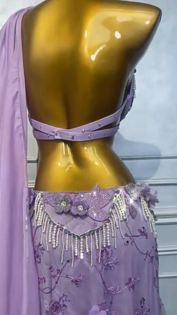 ベリーダンス オリエンタル衣装 レースパープル ブラスカート オーダー