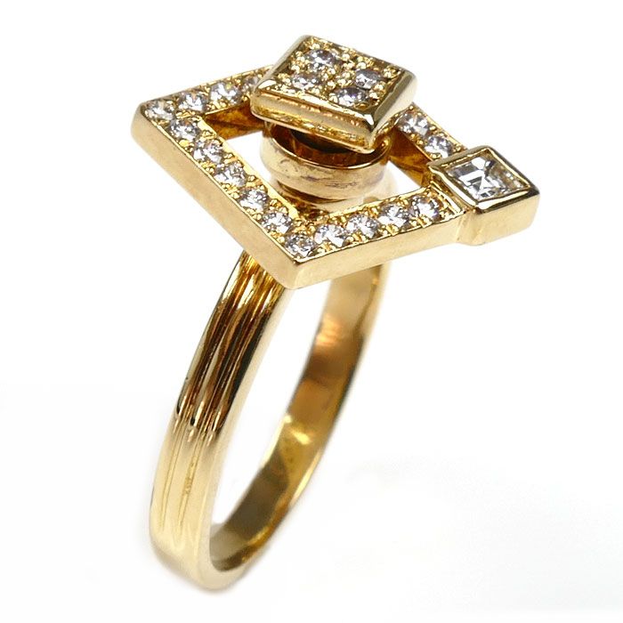 WALTHAM ウォルサム K18YG イエローゴールド リング 指輪 ダイヤモンド 9.5号 4.7g スウィング レディース