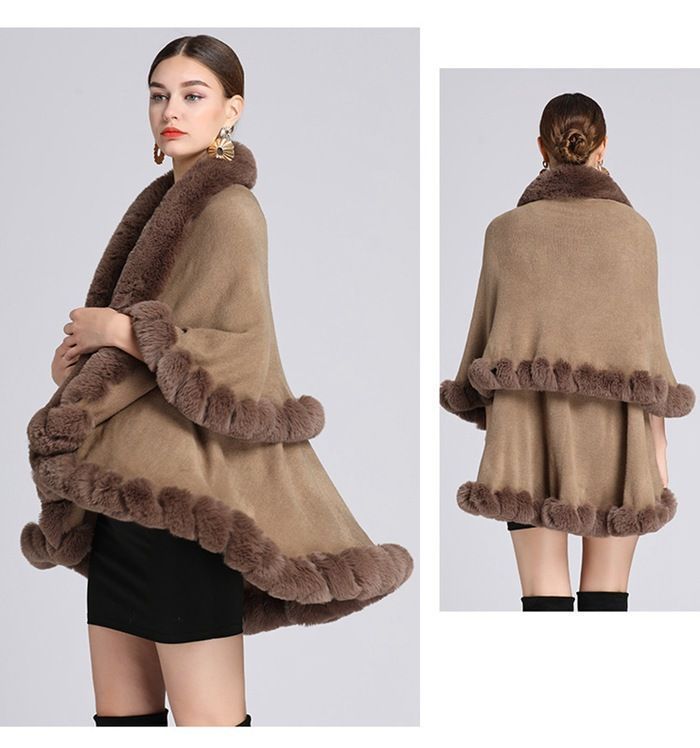 NINA RICCI カシミヤ混 ワッフルニット ポンチョ ケープコート 黒