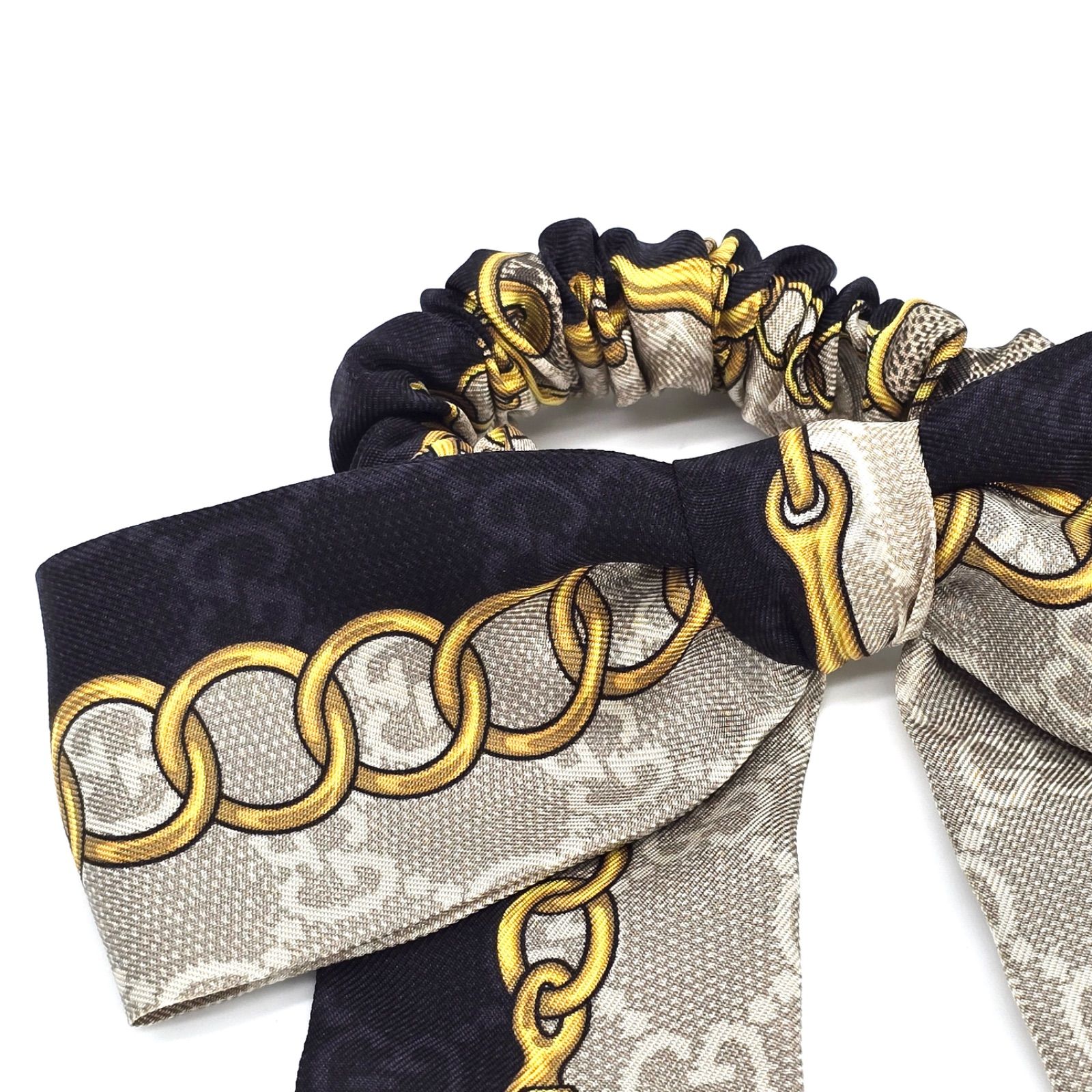 GUCCI グッチ 805681 チェーン シルク シュシュ ヘアゴム