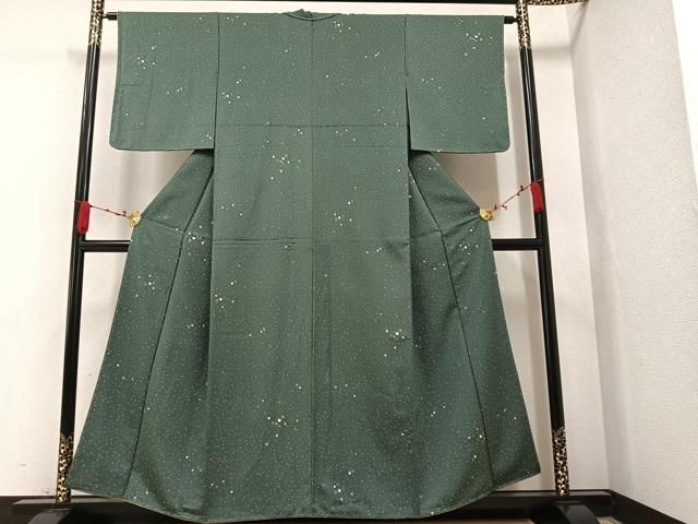 平和屋着物○上質な小紋 短冊花文 黒地 金彩 正絹 逸品 未使用