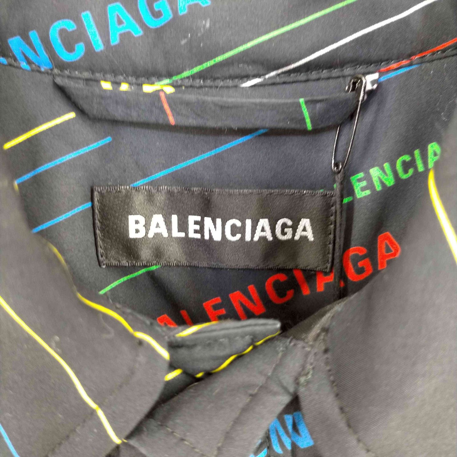 BALENCIAGA 染込ん ショートスリーブ総柄ポケット半袖シャツ