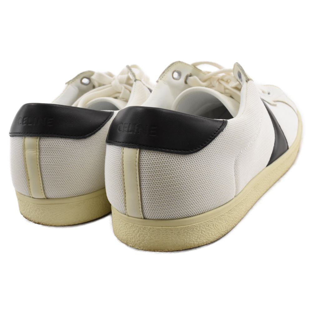 CELINE セリーヌ トリオンフレザー メッシュローカットスニーカー ホワイト/ブラック FA 0109 CELINE (セリーヌ) トリオンフレザー メッシュローカットスニーカー