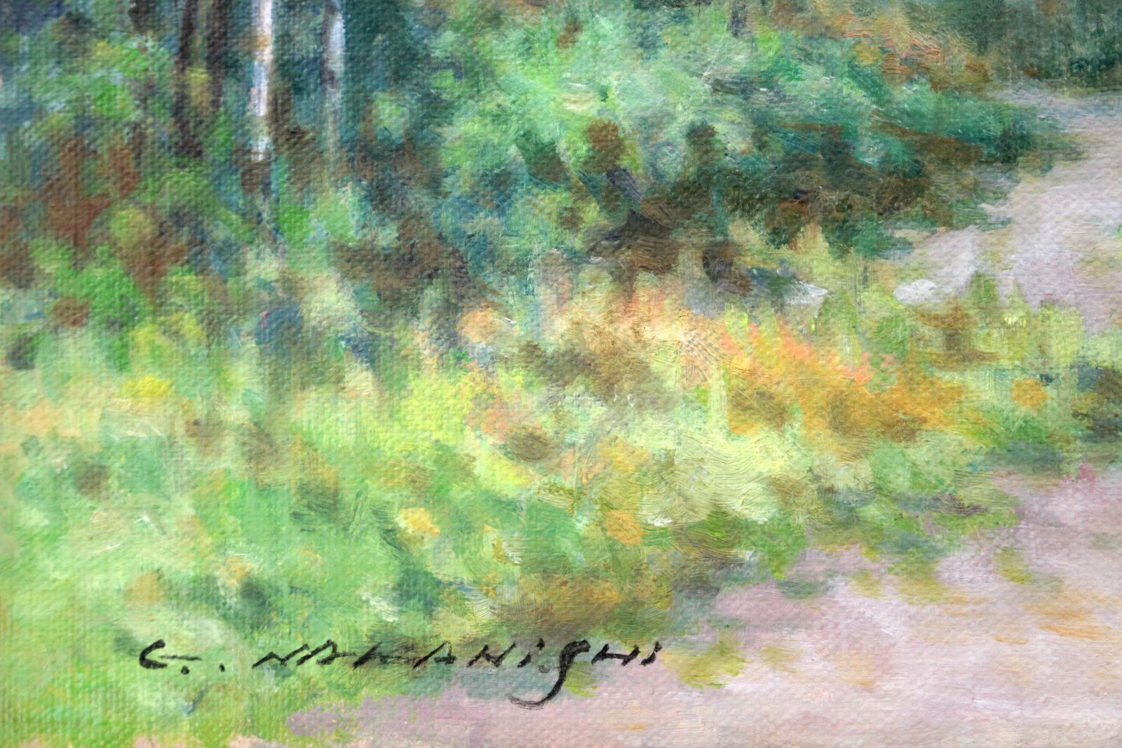 中西尭昭 「白樺林」 油絵・油彩画 絵画 中西尭昭 『白樺林』 油彩画 - 北海道画廊