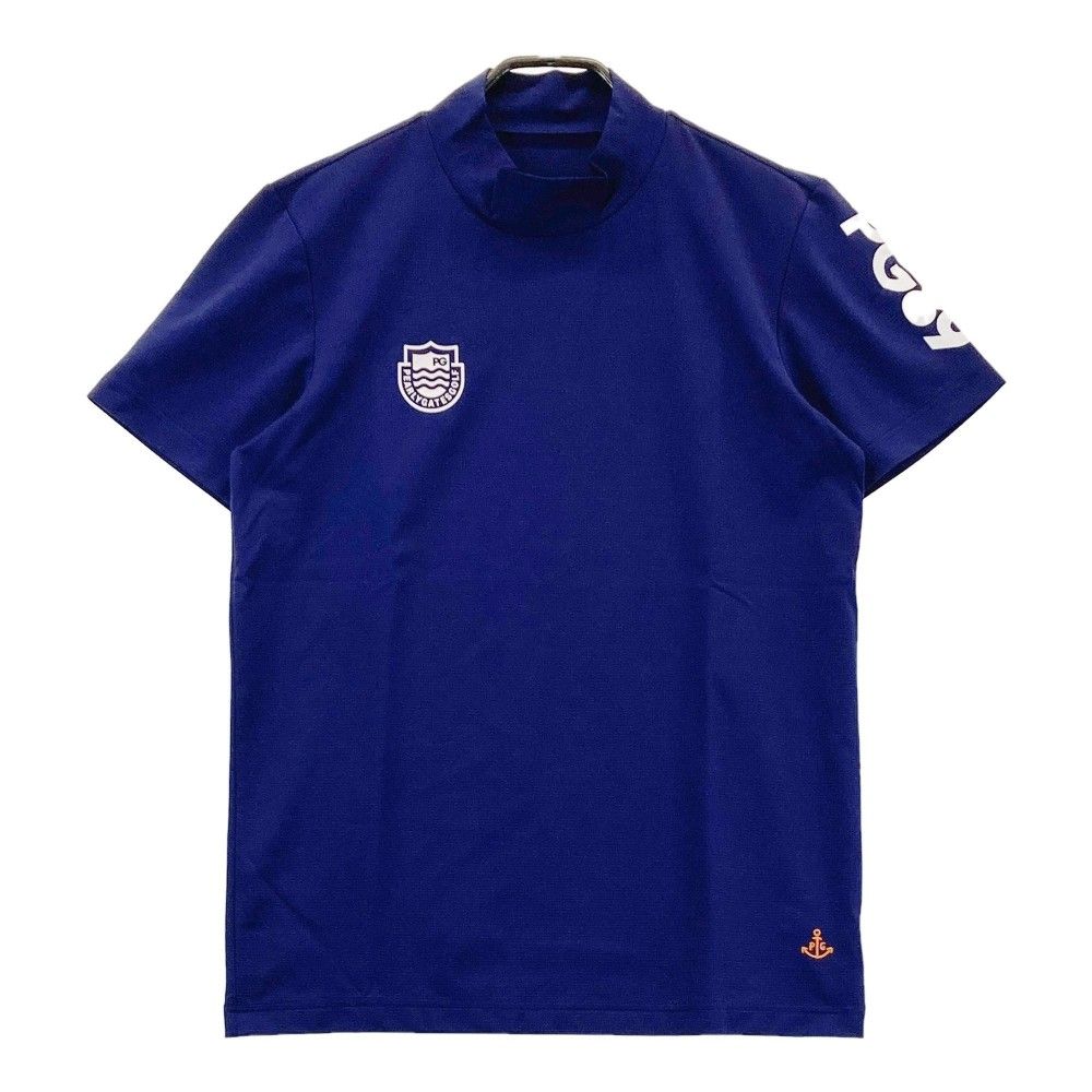 パーリーゲイツ　メンズ半袖ハイネックカットソー　ネイビー　サイズ4 PEARLY GATES パーリーゲイツ モックネック半袖Tシャツ ロゴ総柄
