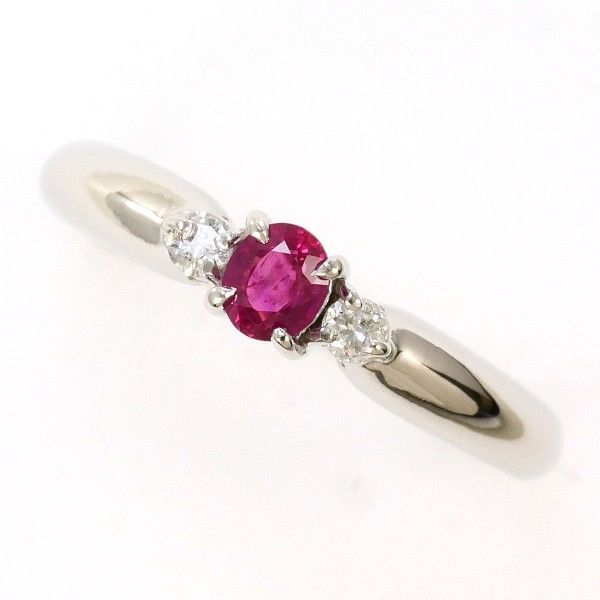 PT900 リング ring 指輪 11.5号 ルビー 0.28 ダイヤ 0.07 総重量約2.8g