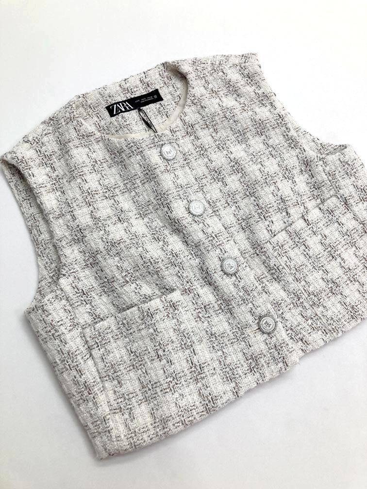 ZARA ラメベスト 新品 ZARA ザラ 8073/040/075 定価6590円 クロップド ラメ