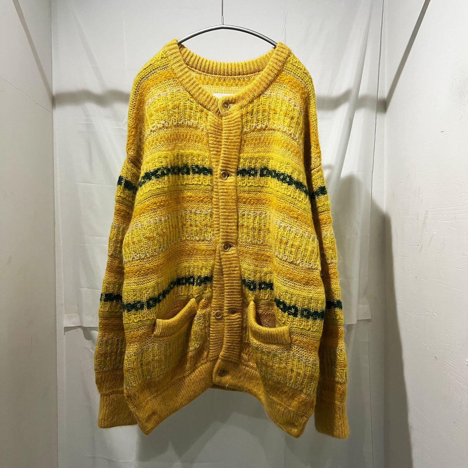 stein シュタイン 22AW SILK MOHAIR FAIR ISLE KNIT CARDIGAN モヘアカーディガン イエロー系 size-S ST.453【中目黒R01】