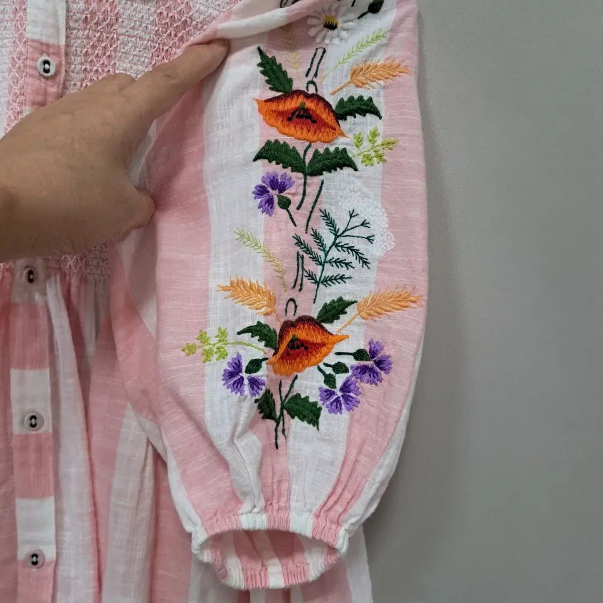  ボンジュール ストライプ シャツ ワンピース 刺繡 装飾 ワンピース フォーマル ドレス スーツ