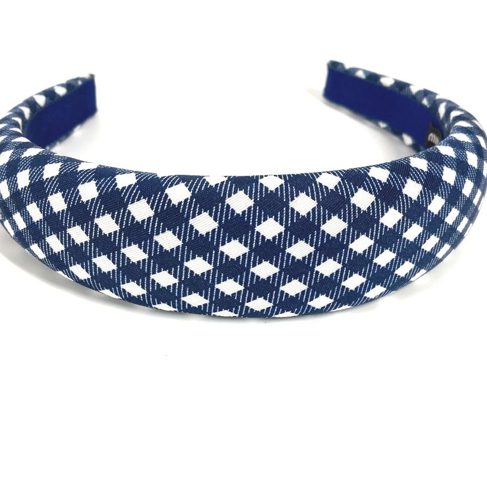 MIUMIU ミュウミュウ カチューシャ ロゴ チェック 51H025 キャンバス  