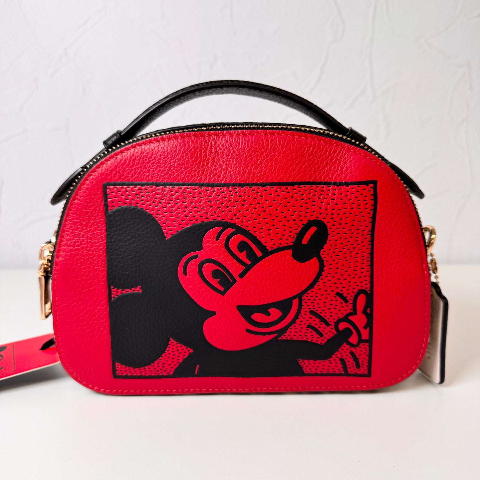 NEWランク COACH セレナ ２way ショルダーバッグ bag Disney ディズニー ミッキー キースヘリング red 112EL