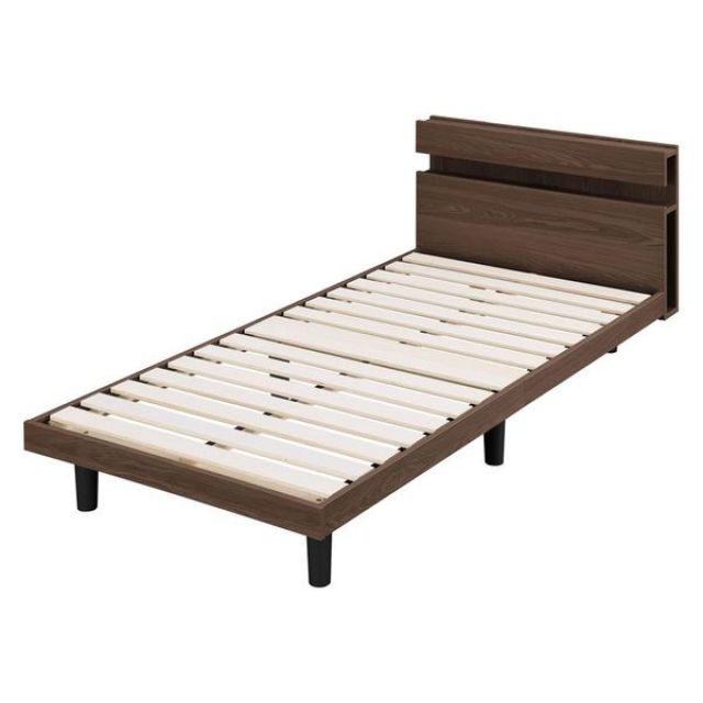 アイリスオーヤマ すのこベッド シングル SNBS-S ウォールナット ベッド 通気性 コンセント付 収納スペース