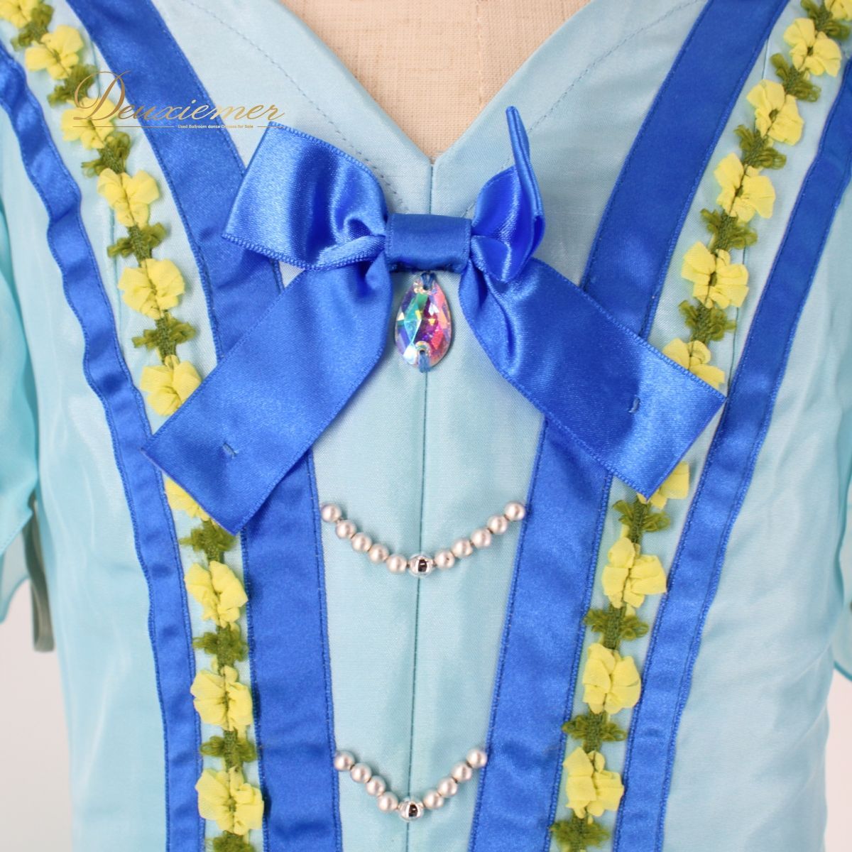 CHACOTT - 【美品 日本製 バレエ衣装】ブルー Chacott チャコット チュチュ 青 水色 発表会 コンクール リボン 黄色 ジュニア 子供 美品 日本製 バレエ衣装】ブルー Chacott チャコット チュチュ