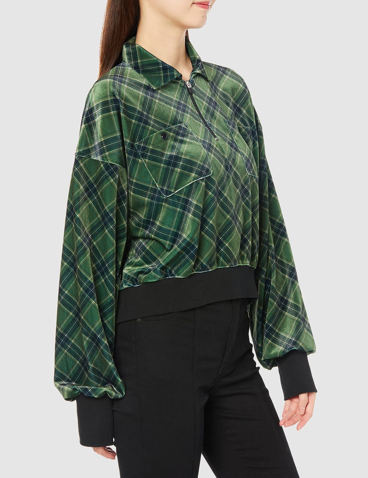 [エックスガール] シャツ TARTAN PLAID ANORAK SHIRT レディース オリーブ