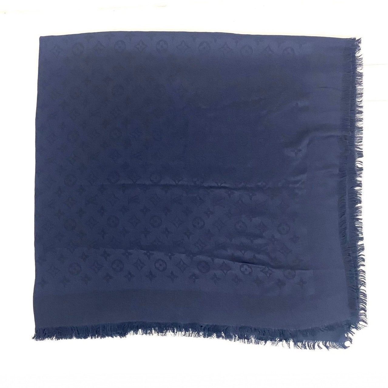 LOUIS VUITTON】大判ストール モノグラム ブルーニュイ シルク60