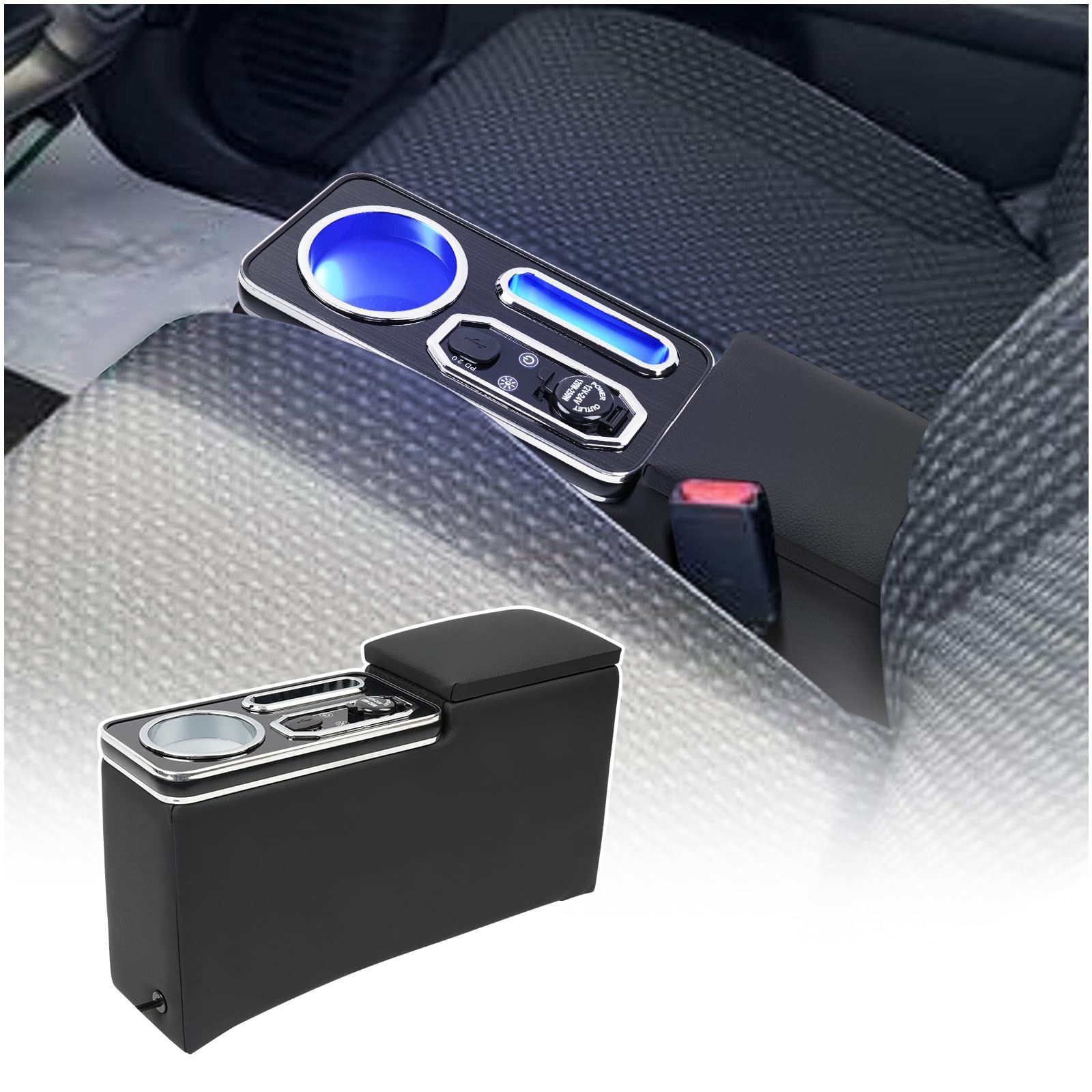 送料無料 CEMOFE ハスラー アームレスト コンソールボックス MR52S|MR92S Gグレード 肘置き 7色変換 明るさ調整 Type-C QC3.0 USBポート付き 大容量収納 取り付けしやすい 小物入れ 2020年1月～