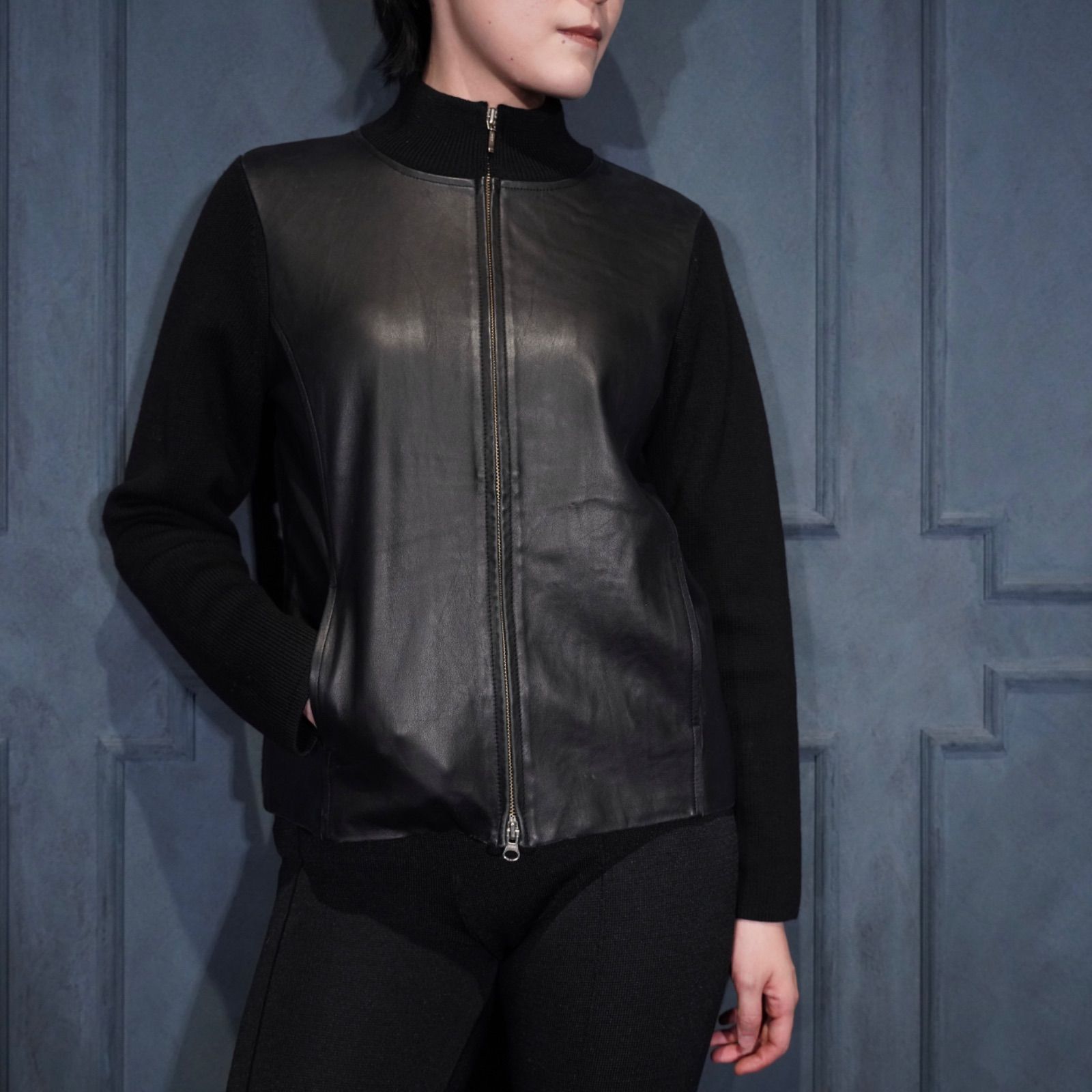 USA VINTAGE PENDLETON KNIT LEATHER ZIP UP DRIVERS BLOUSON アメリカ古着ペンドルトンニットレザージップアップドライバーズブルゾン