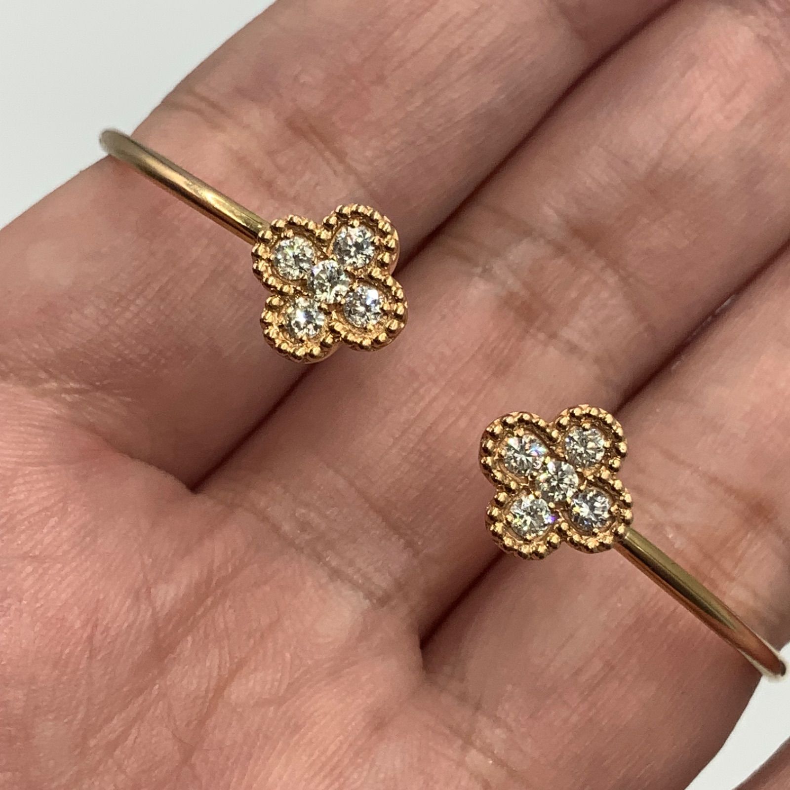 K18PG ピンクゴールド バングル 5g ダイヤモンドバングル 0.5ct