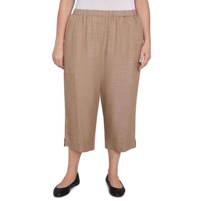 【送料無料】 アルフレッド ダナー レディース カジュアルパンツ ボトムス Plus Size Alfred Dunner Relaxed Button Tab Capris Bamboo