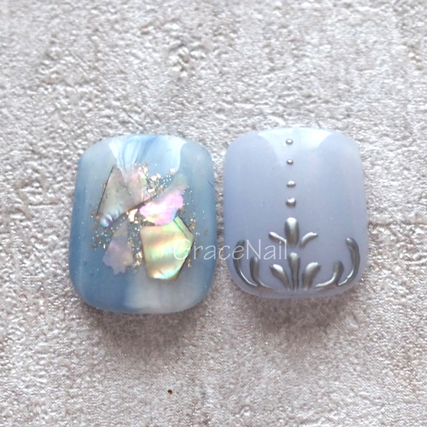 【フット】ブルーシェル フットネイルチップ No.73 現品販売！フットネイルチップ ブルー/シェル - メルカリ