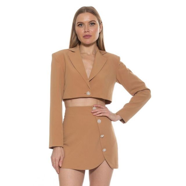 【送料無料】 アレクシアアドマー レディース ジャケット・ブルゾン アウター Women's ALEXIA ADMOR Jane Cropped Long Sleeve Jacket Nude