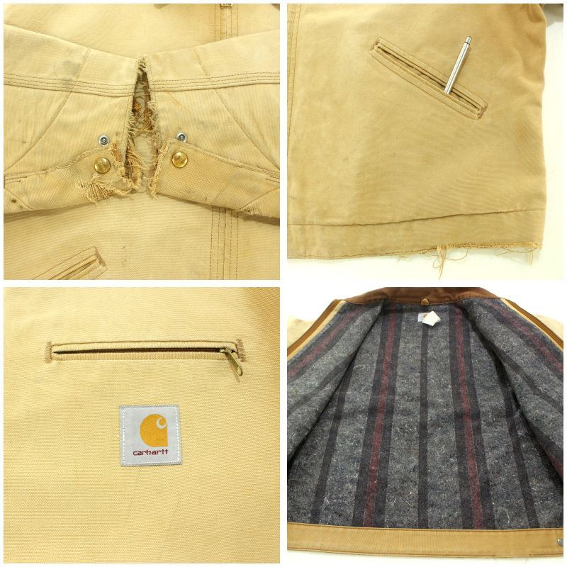 90s Carhartt デトロイトジャケット裏地ブランケット 古着 90-00s USA製 Carhartt 裏地 ストライプ ブランケット