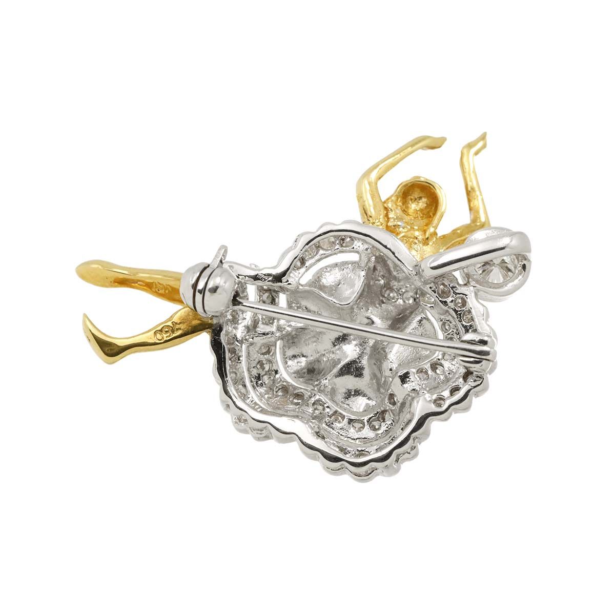 Vintage K18 WGダイヤモンド ブローチ Brooch 約19g Vintage K18 WGダイヤモンド ブローチ Brooch 約19g