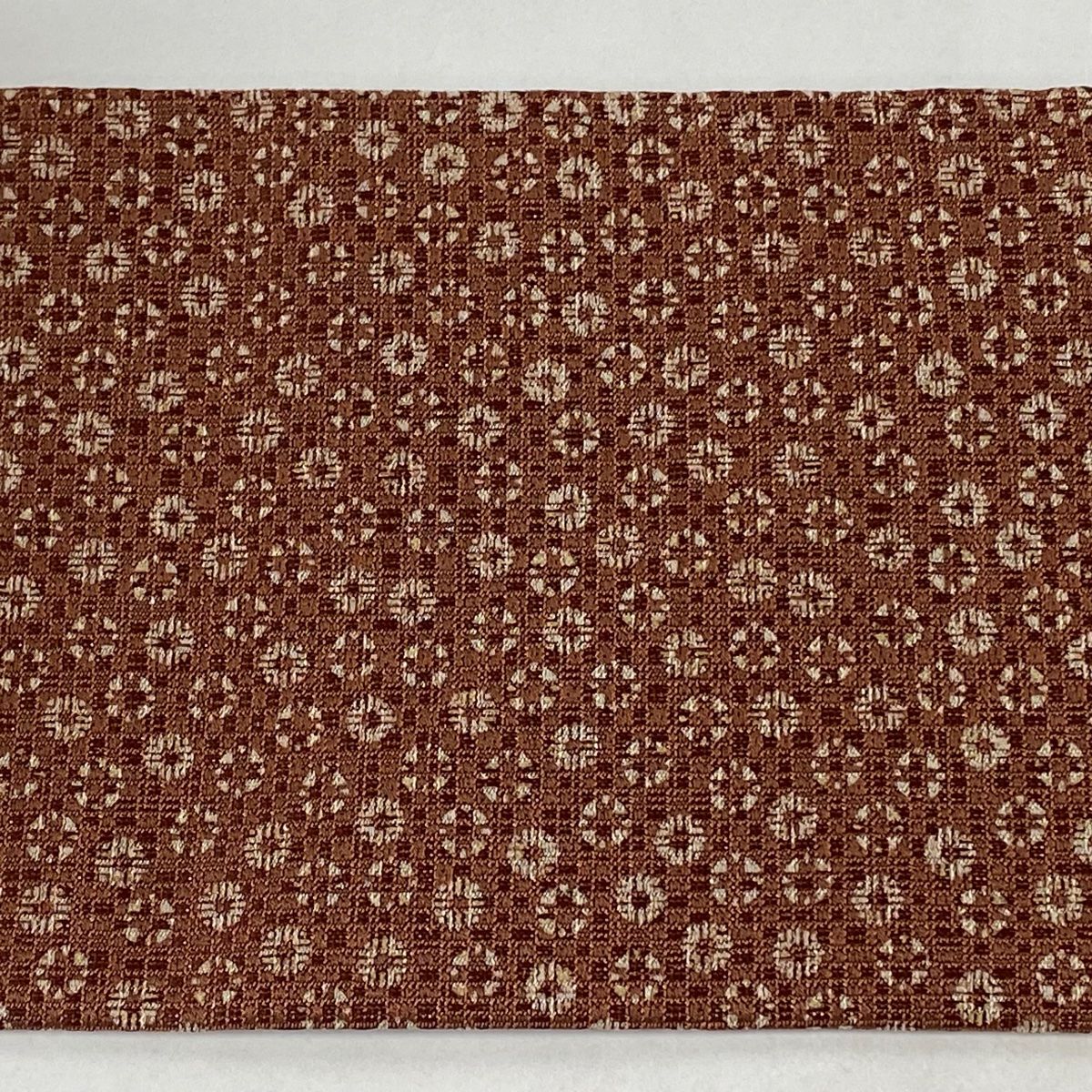 名古屋帯 美品 秀品 小花 幾何学模様 箔 ぼかし 赤茶 正絹