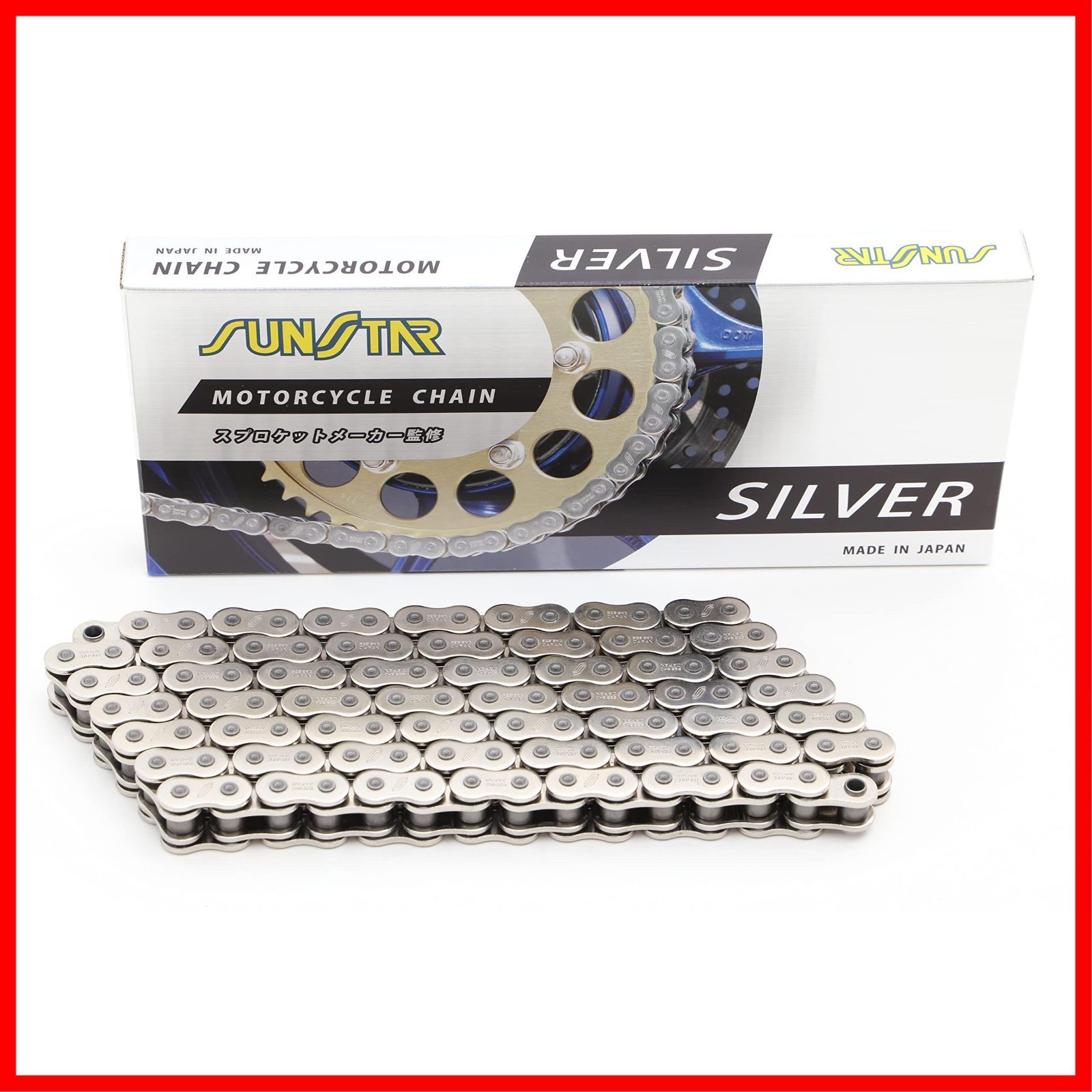 数量 520サイズ 112リンク モーターサイクルチェーン シルバーカラー サンスター