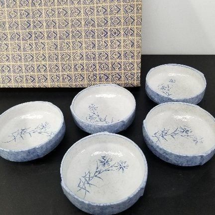 大皿　年代物　アンティーク　陶器　和食器 食器 和食器 陶器 煮物皿 小鉢 昭和レトロ 5皿セット A9316A06
