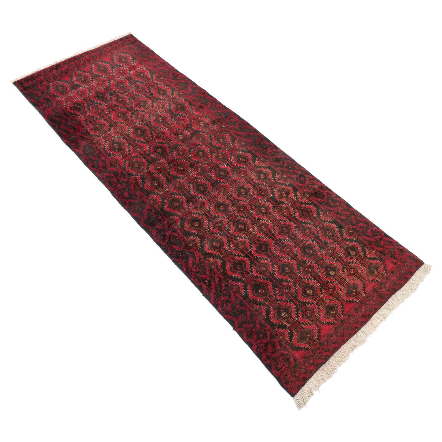 トルバトヘイダリエ 1950年代 2700×980mm セミアンティーク ダイヤモンドモチーフ 大判ランナー絨毯- carpet-アンティークペルシャ絨毯 ヴィンテージラグ専門店