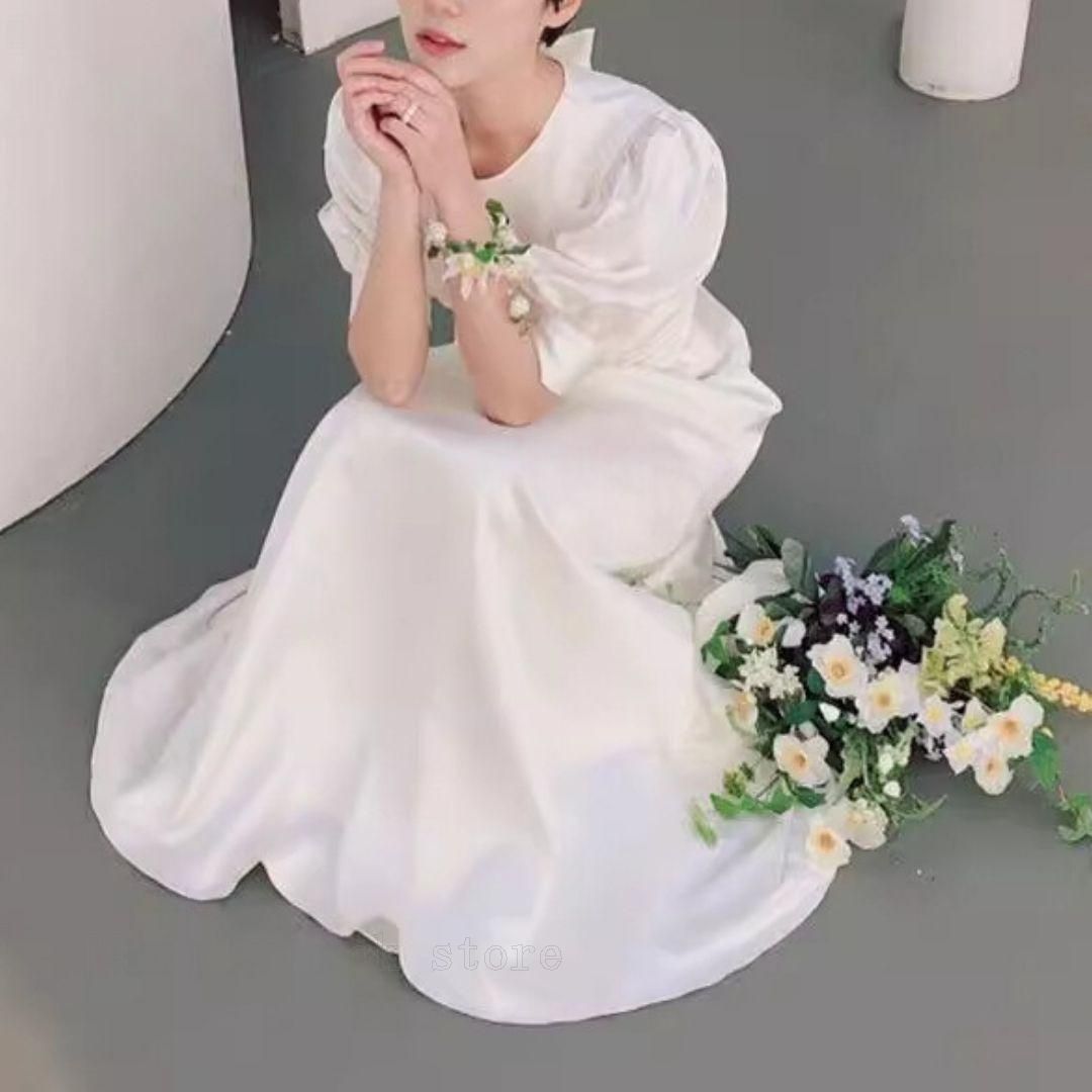 【ウェディングドレス】ウェディング　背中見せ　前撮り 結婚式 韓国　ホワイト ウェディングドレス】ウェディング 背中見せ 前撮り 結婚式 韓国