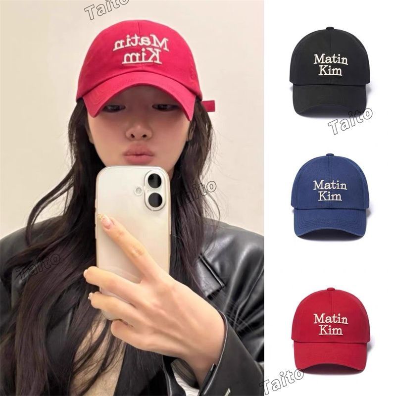 【Matin Kim】韓国人気★EMBOSSED LOGO LEATHER BALL CAP Matin Kim Matin Denim Ball Cap Black マーティンキム キャップ